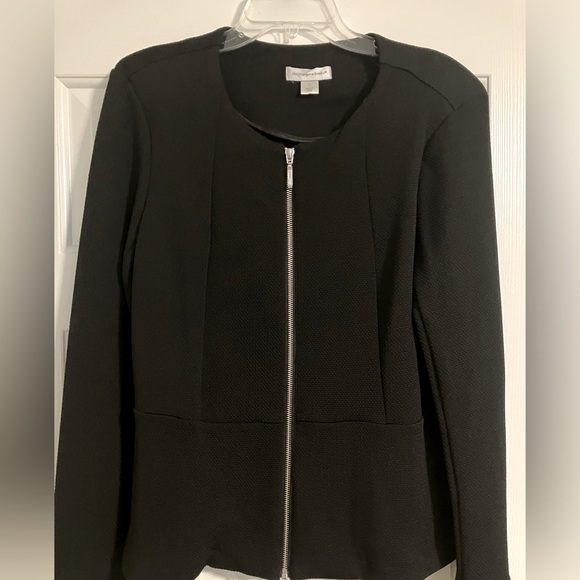 Christopher and Banks black lightweight knit jacket with zipper. Large. - Picture 1 of 5